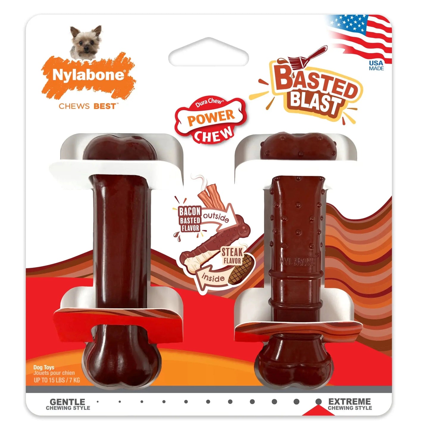 Power Chew Basted Blast Dual Flavored Dog Chew Toys X-Small/Petite - up to 15 Ibs. (2 Count)