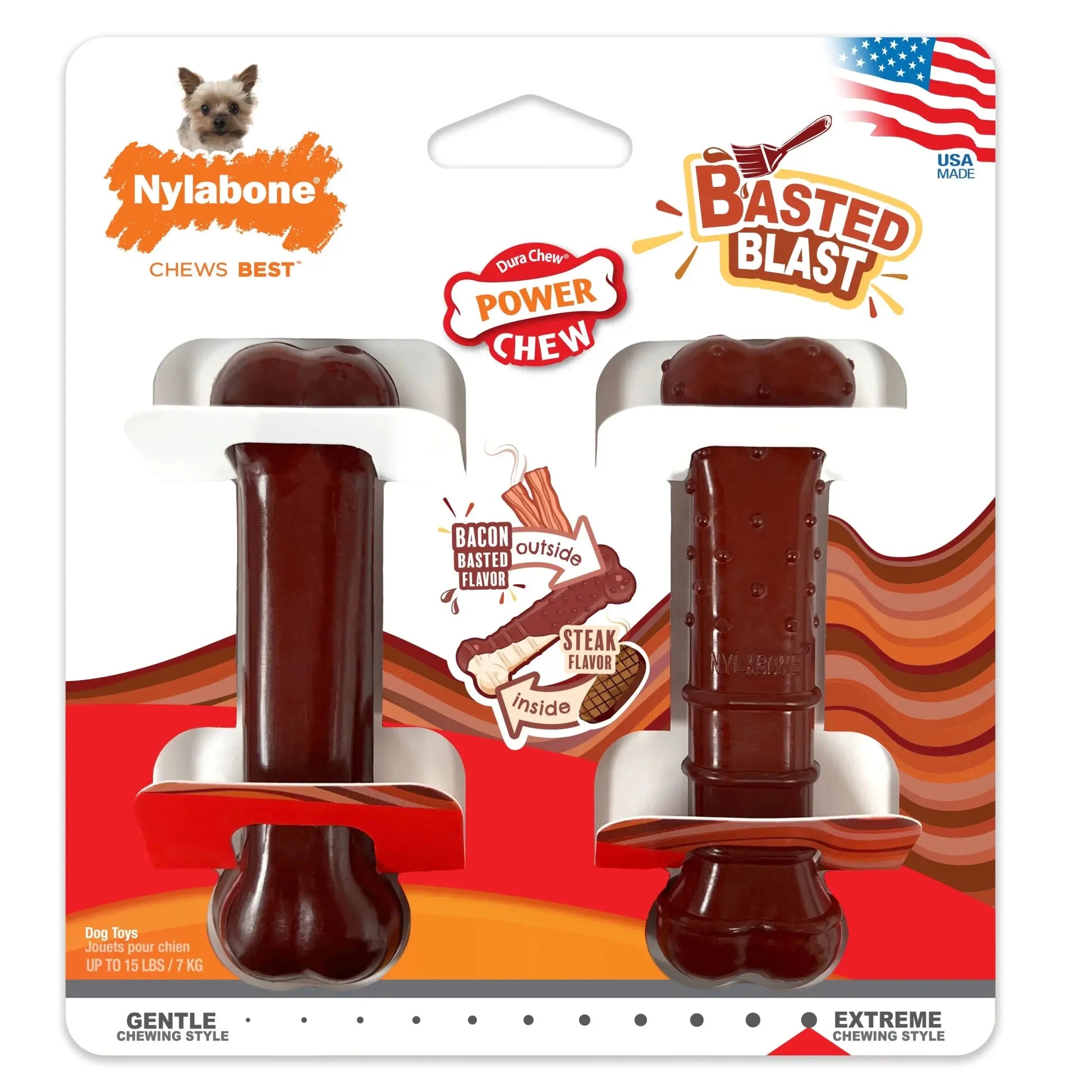 Power Chew Basted Blast Dual Flavored Dog Chew Toys X-Small/Petite - up to 15 Ibs. (2 Count)